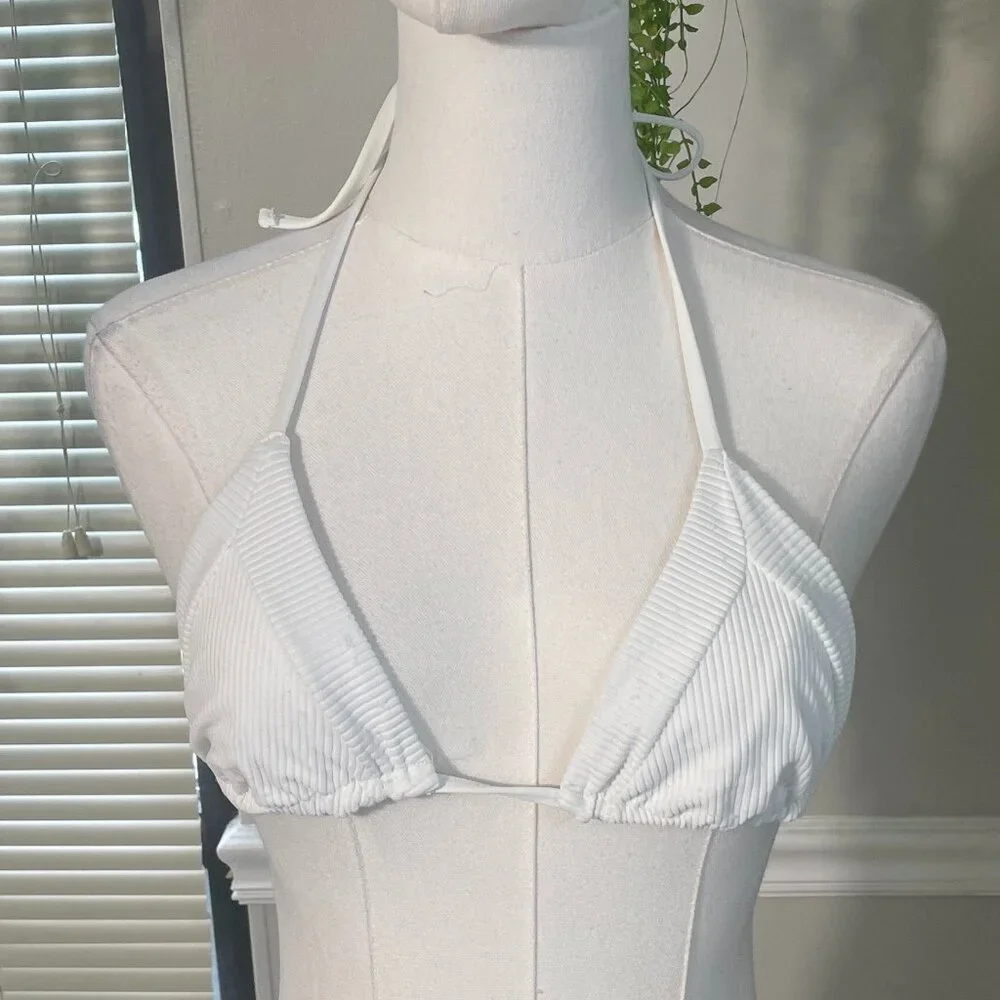 Frankies Bikinis | Sky Ribbed Bikini Top